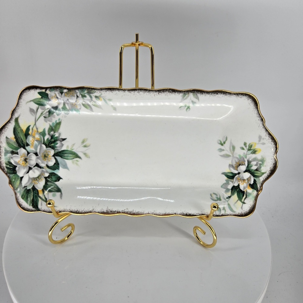 Royal Albert Orange Blossom Bone China Rectangular Sandwich Tray Gold Trim 11.5"